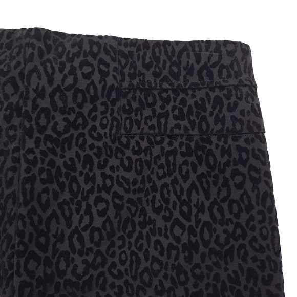 NEW DIRECTIONS Women's Black Ponte Pants Velvet Leopard High Rise Pull On Large - Picture 6 of 11